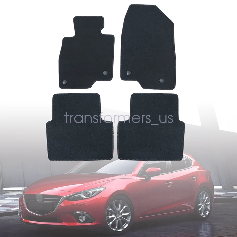 Fits 2014 2015 2016 2017 2018 Mazda 3 Replacement Floor Mats Carpet Velour Black - Image 1 of 4