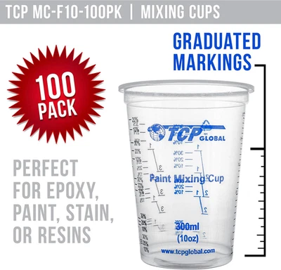 10 oz. Copos de mistura de plástico graduados (300 ml) - Caixa de 100 com 50 pontos de mistura... - Imagem 1 de 4