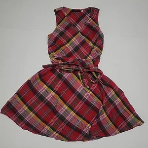 Ralph Lauren Sleeveless Dress Women's Size 6 Red Plaid Crinkle Cotton - Picture 1 of 4