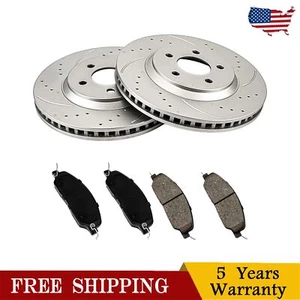 Front Drilled Brake Rotors & Pads 54134+D1081 For Ford Mustang 2005-2010 4.6L - Picture 1 of 17