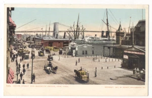 NYC - SOUTH STREET & BROOKLYN BRIDGE 1900 Detroit Photographic Co Postkarte. RAR - Bild 1 von 2