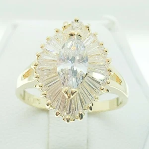 R0579 Bague de fiançailles mariage CZ plaqué or jaune blanc bijoux mode femme - Photo 1/8