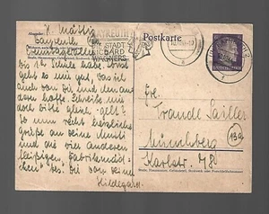 BAYREUTH 1944 DEUTSCHES REICH POSTKARTE ENTERO POSTAL - Imagen 1 de 2