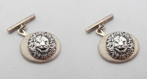 Manschettenknöpfe Mit Kopf Von Leone aus Silber 925 - Sternzeichen - Zeichen, - Picture 1 of 2