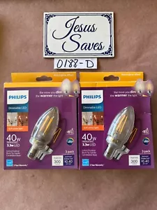 6 Philips 40 Uses 3w Vintage Bulb LED Dimmable Candelabra Base 54007 0188d - Picture 1 of 1
