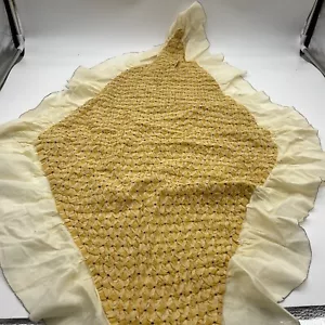 "Topper de mesa hecho a mano acolchado algodón amarillo 46 X 26"" diamante" - Imagen 1 de 7
