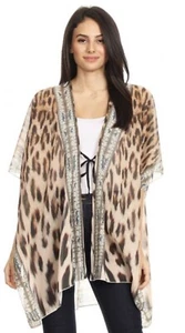 NWT Loose Sheer Kimono Cardigan Cover Up Top Multicolor Animal Prints Leopard - Picture 1 of 5