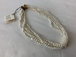 Vintage Alice Kuo 5 Row Pearl Necklace Choker - Picture 1 of 6