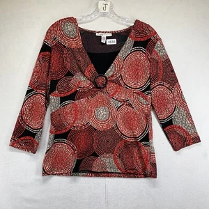 JM Collection Womens Size PM Petite Medium Circle Blouse Shirt Top Long Sleeve - Picture 1 of 15