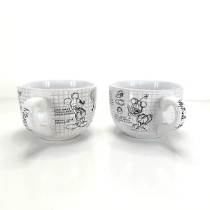 Disney Drawing Sketchbook Set of 2 Mickey & Minnie Large Soup Bowls / Mugs Used - Bild 1 von 15