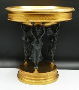 AMAZING French 19th Century Bronze and Marble 3 Fairy Figural Stand Centerpiece - Picture 1 of 21