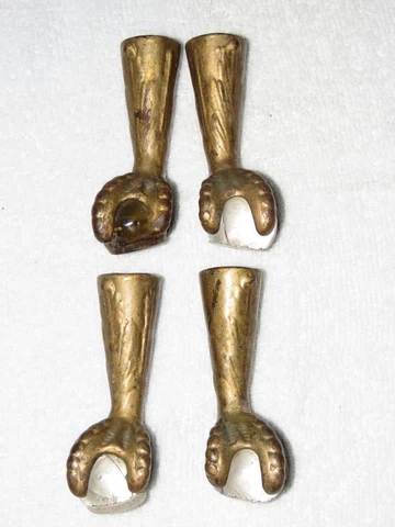 VINTAGE 4 EAGLE CLAW MARBLE FOOT TALONS FURNITURE CAST IRON READ DESCRIPTION Cover