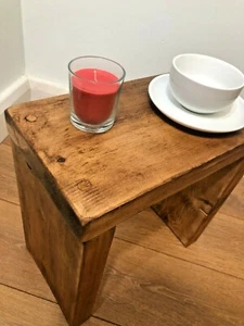 RUSTIC COFFEE/SIDE TABLE- SOLID CHUNKY WOOD-FARMHOUSE - 5 WAX COLOUR OPTIONS - Picture 1 of 4