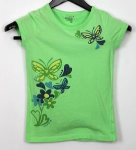 OLD NAVY Size M Girl's Top Capped Sleeve Crew Neck Butterflies Green - Picture 1 of 4