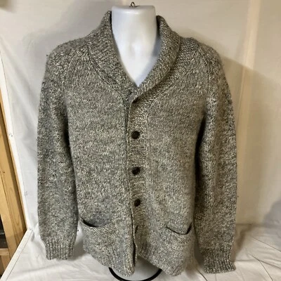 J.Crew Mens Cardigan Sweater Gray Wool Alpaca Blend Large Shawl Collar Free Ship - Image 1 of 4