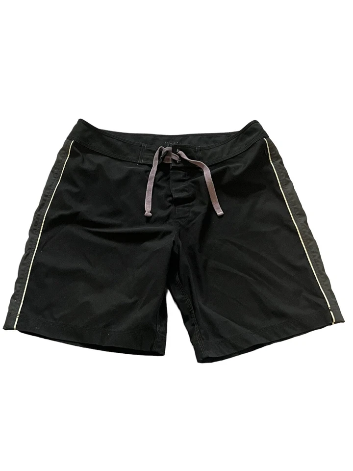 THEORY Arley  Black Gray Side Stripe Polyester Swim Trunk Board Shorts  XL  - Image 1 of 4