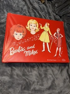 VINTAGE 1964 BARBIE AND MIDGE RED VINYL CARRYING CASE FOR 2 DOLLS - Picture 1 of 18