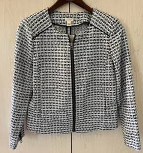 J. CREW ZIP UP JACKET WITH POCKETS BLUE/WHITE PATTERN SMALL.  NEW W/TAG! - Picture 1 of 8