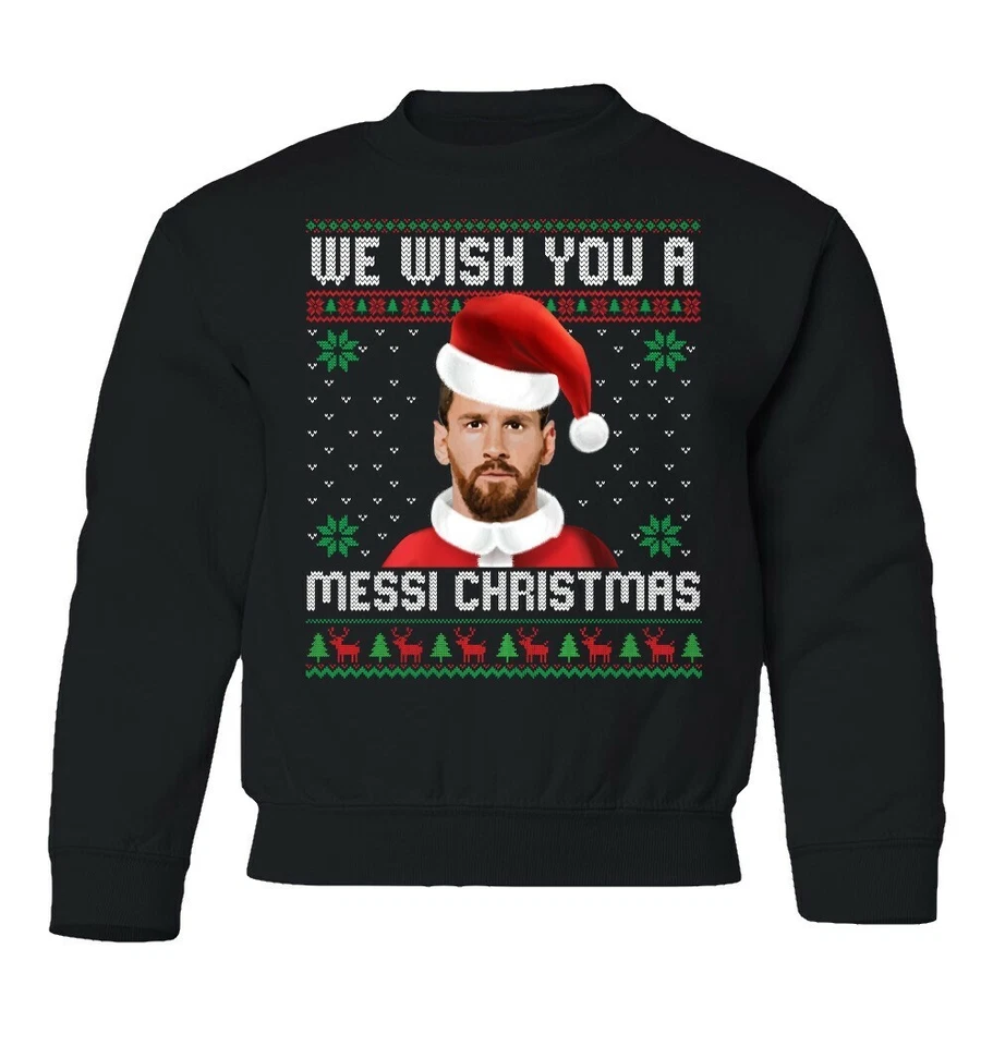 Messi Christmas Tee | Holiday Soccer Ugly Sweater Youth Crewneck Sweatshirt - Image 1 of 1