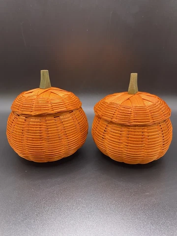 VINTAGE 1980s HALLOWEEN Autumn Fall Decor PUMPKIN BASKETS JACK-O-LANTERN Cover