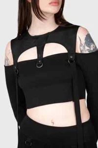 Killstar Hesperia Top Black O-Ring Long-Sleeved Gothic Alternative KSRA008427 - Picture 1 of 4