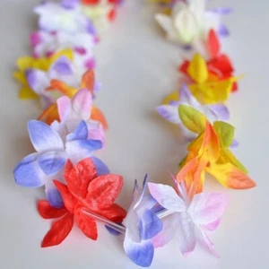 Small Rainbow Orchid Lei Kids Luau Tropical Parties set of 4 - Picture 1 of 1