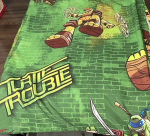 VTG TMNT Teenage Mutant Ninja Turtles Twin Flat Sheet Turtle Trouble Nickelodeon - Picture 1 of 5