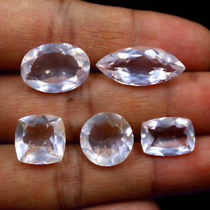 VVS 5 Pcs Natural Rose Quartz Top Quality 12.8mm-23mm Mix Faceted Cut Gemstones