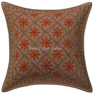 Pillow Cover Handcrafted Embroidered Decor Car Sofa Cushion Case 16 x 16 in - Picture 1 of 5