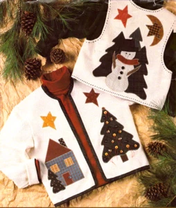 Indygo Junction ~ Fun Christmas ~ Cotton Bale Jacket Or Vest ~ S-M-L ~ UNCUT - Picture 1 of 4
