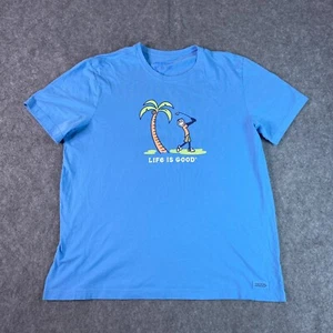 Life Is Good Shirt Mens XL Blue Crusher Lite Golfing Golf Palm Tree 100% Cotton - Imagen 1 de 12