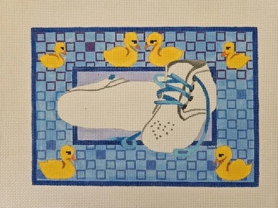 Nobb BABY SHOES & DUCKLINGS 18ct Mono Handpainted Needlepoint Canvas 12" x 9.5" - Image 1 of 4
