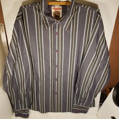 Camisa Mambo Grande Abotonada Azul Blanco Rayas Manso Heredará Foto 1 de 4