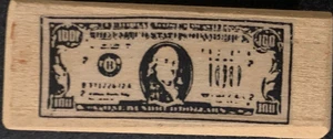 Rubber Stamp Benjamin Franklin $100 Bill Money HTF - Picture 1 of 3