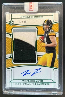 2021 National Treasures Pat Freiermuth Rookie Patch Auto Green RC Jersey #12/88 - Image 1 of 2