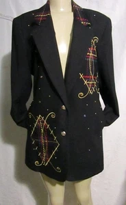 Vintage City Girl Nancy Bolen schwarzer Blazer Jacke Größe 10 Knopfleiste künstlerisch Retro - Bild 1 von 10