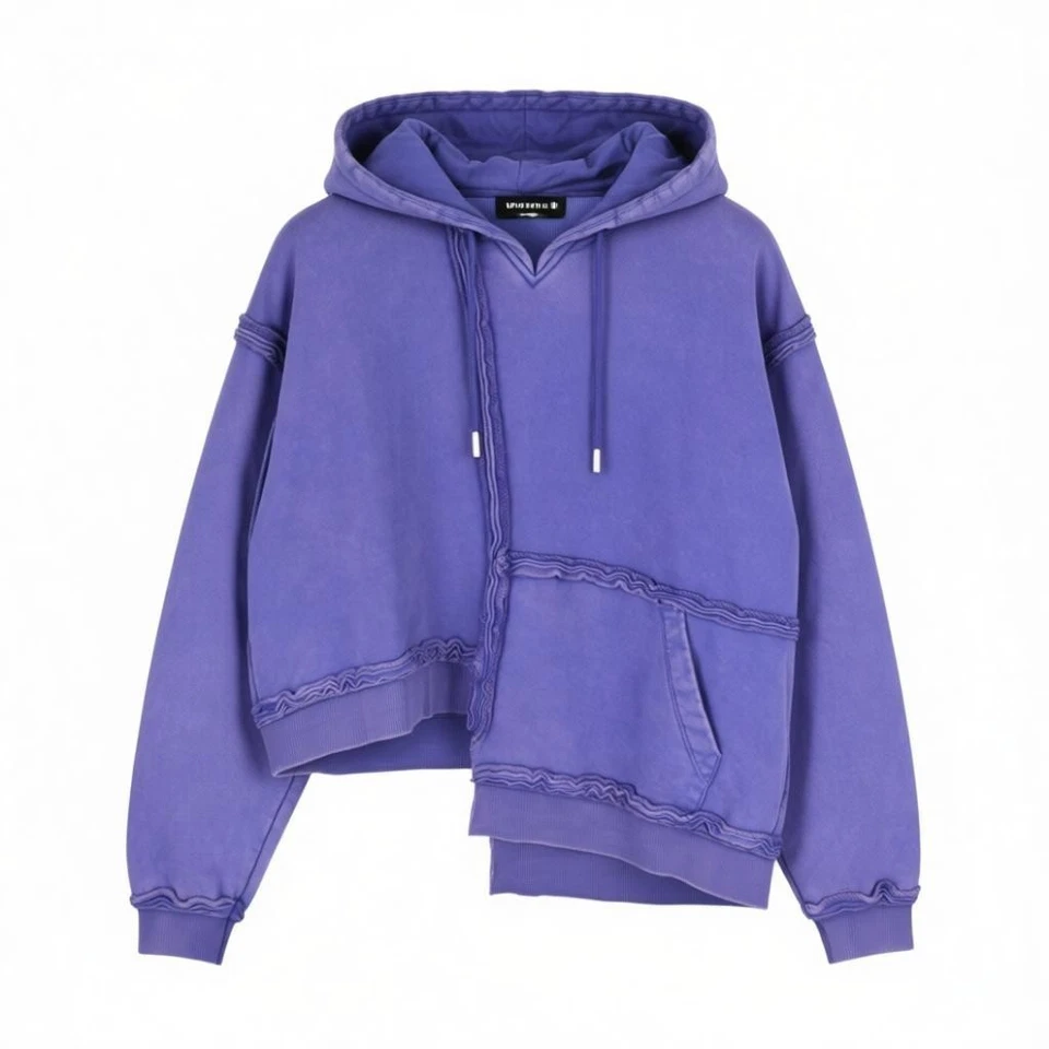 Sudadera con capucha para mujer DIESEL F-Mikky M azul lavada con capucha correa de bolsillo Asym PVP195 * Foto 1 de 4