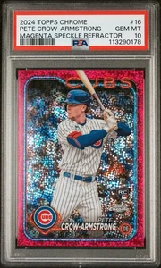 2024 Topps Chrome PETE CROW-ARMSTRONG Magenta Speckle Refractor /350 Cubs PSA 10 - Picture 1 of 2