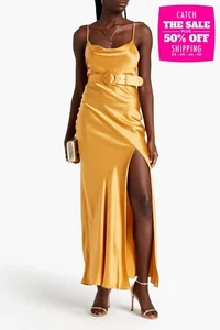 RRP €610 NICHOLAS Simone Silk Satin Maxi Gown US6 UK10 IT42 M Belted High Slit - Picture 1 of 9