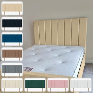 Gefüttertes Kopfteil gepolstert Plüsch Samt Stoff Diwan Schlafzimmer Möbel Wohndeko UK - Bild 1 von 74