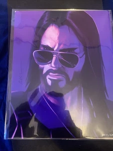Impresión artística CYBERPUNK (Keanu Reeves) 8" x 10" por Aly Adams firmada de 2200 con certificado de autenticidad - Imagen 1 de 4