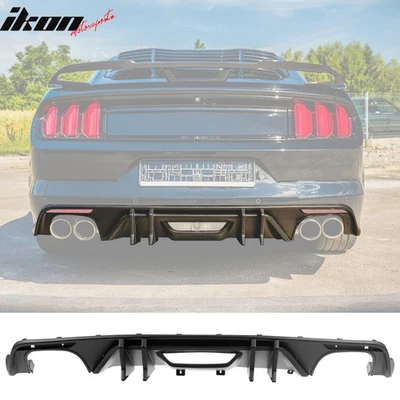 Fits 15-17 Ford Mustang Speed Style Rear Bumper Lip Diffuser PP 4PCS Matte Black - Image 1 of 4