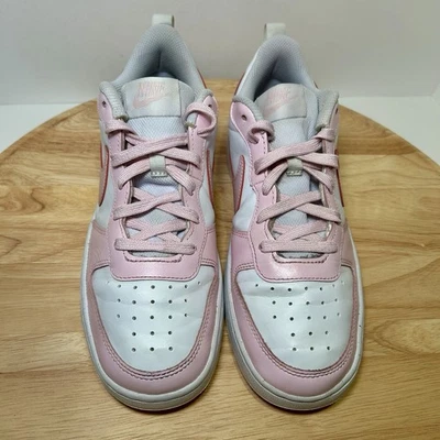NIKE Court Borough Low 2 SE Size 7Y- 8.5 Women White/Pink Foam DQ0492-100 NICE - Image 1 of 4