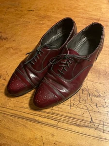 Gr. 10 DEXTER, VINTAGE US MADE! Herren Elegante Schuhe Cap Toe Burgunderrot Leder - Bild 1 von 9