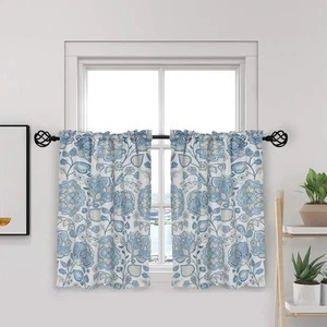 Kitchen Curtains 24 Inch Floral Tier Curtains Farmhouse Cafe Curtains Multico... - Picture 1 of 8