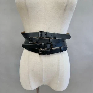 BCBGMaxAzria multi strand faux leather statement corset belt in Black size Small - Picture 1 of 14