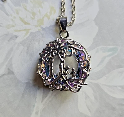Tree of Life Gorgeous AB Crystal Pendant Necklace, Family group in silver tone - Image 1 of 4