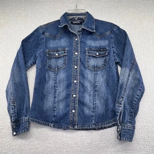 Aeropostale Women's Denim Western Shirt Blue Button Front Long Sleeve Size M - Picture 1 of 10