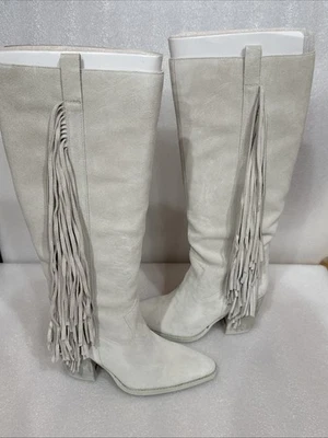 Botas de Vaquero Vince Camuto Mujer Pelia, Flecos Huesos, Talla 10M Nuevas Foto 1 de 4