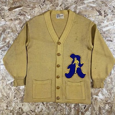 Cárdigan vintage años 50 Revere A Running Man Letterman talla mediana Foto 1 de 4